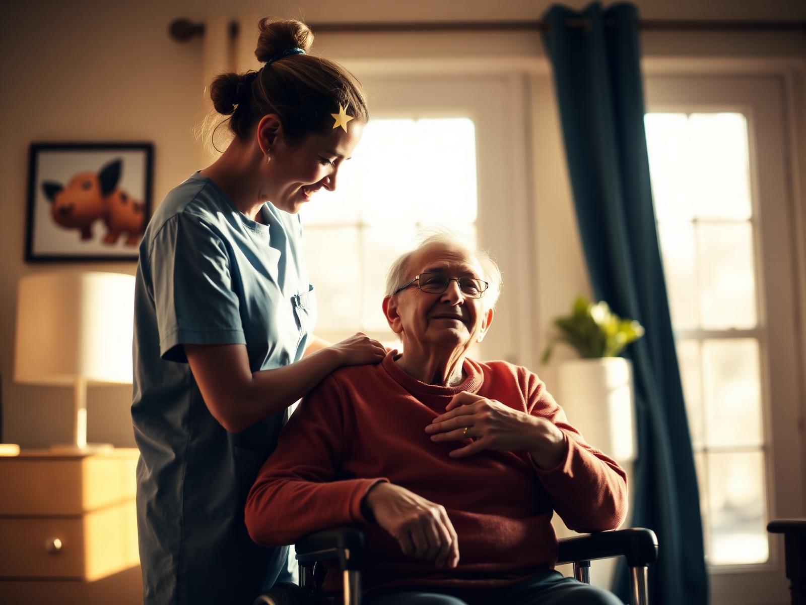 Caregiver providing compassionate one-to-one support at home